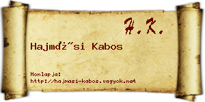 Hajmási Kabos névjegykártya